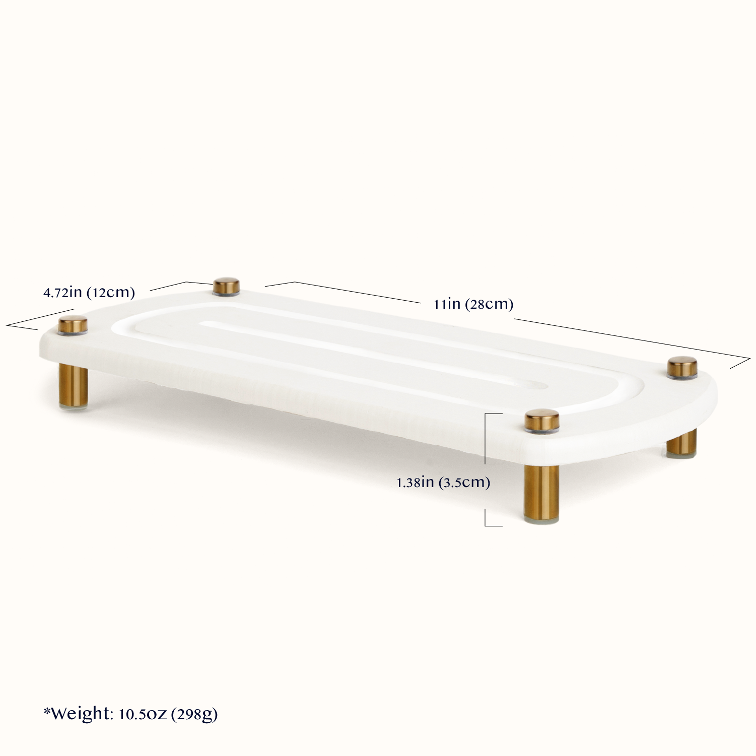 Sink caddy dimensions displayed: 11 inches wide, 4.72 inches long, 1.38 inches high, with a maximum capacity of 30 lbs and a weight of 10.5 oz